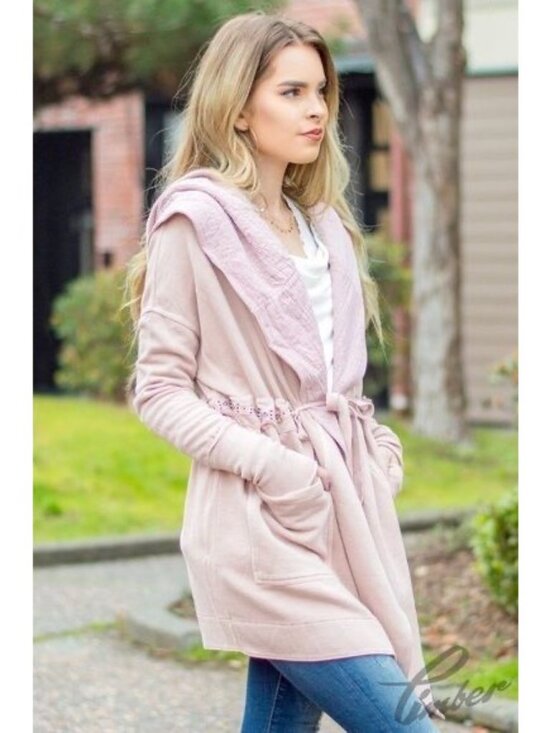 Free People Jackets & Blazers - Free People Pink Relaxed Hooded Cardigan Jacket| Boho Coquette Coastal Grandma S